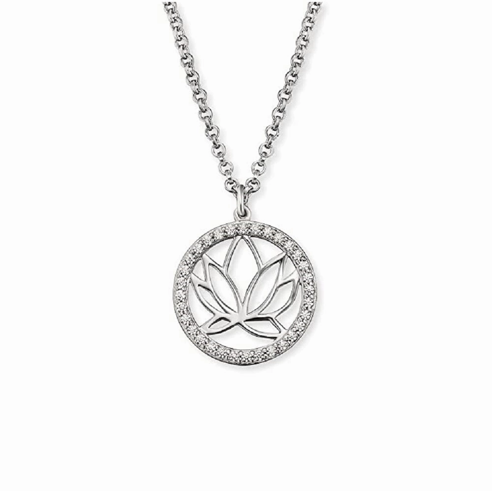 Angel Whisperer Lotus Flower Silver Necklace ERN-LOTUS-ZI