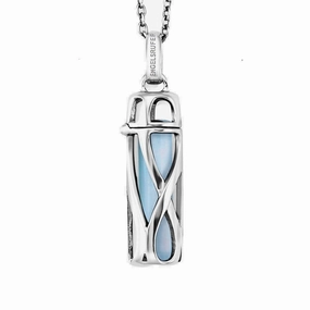 Angel Whisperer Pale Blue Agate Powerful Stone Necklace ERN-HEAL-BA-S