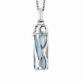 Angel Whisperer Pale Blue Agate Powerful Stone Necklace ERN-HEAL-BA-S
