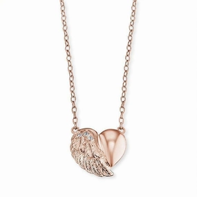 Angel Whisperer Rose Heart Wing Necklace ERN-LILHEARTWING-R