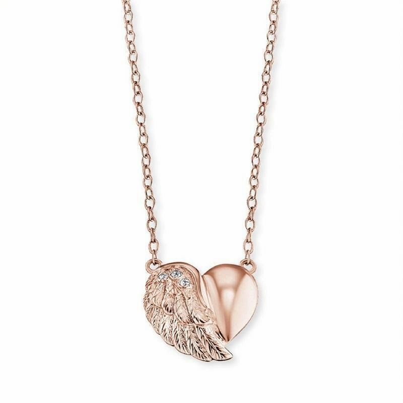 Angel Whisperer Rose Heart Wing Necklace ERN-LILHEARTWING-R
