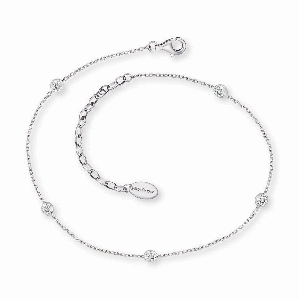Angel Whisperer Silver Cubic Zirconia Ankle Chain ERF-LILMOON-ZI