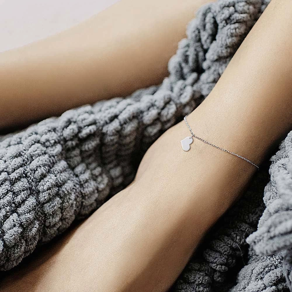 Angel Whisperer Silver Heart Ankle Chain ERF-LILHEART