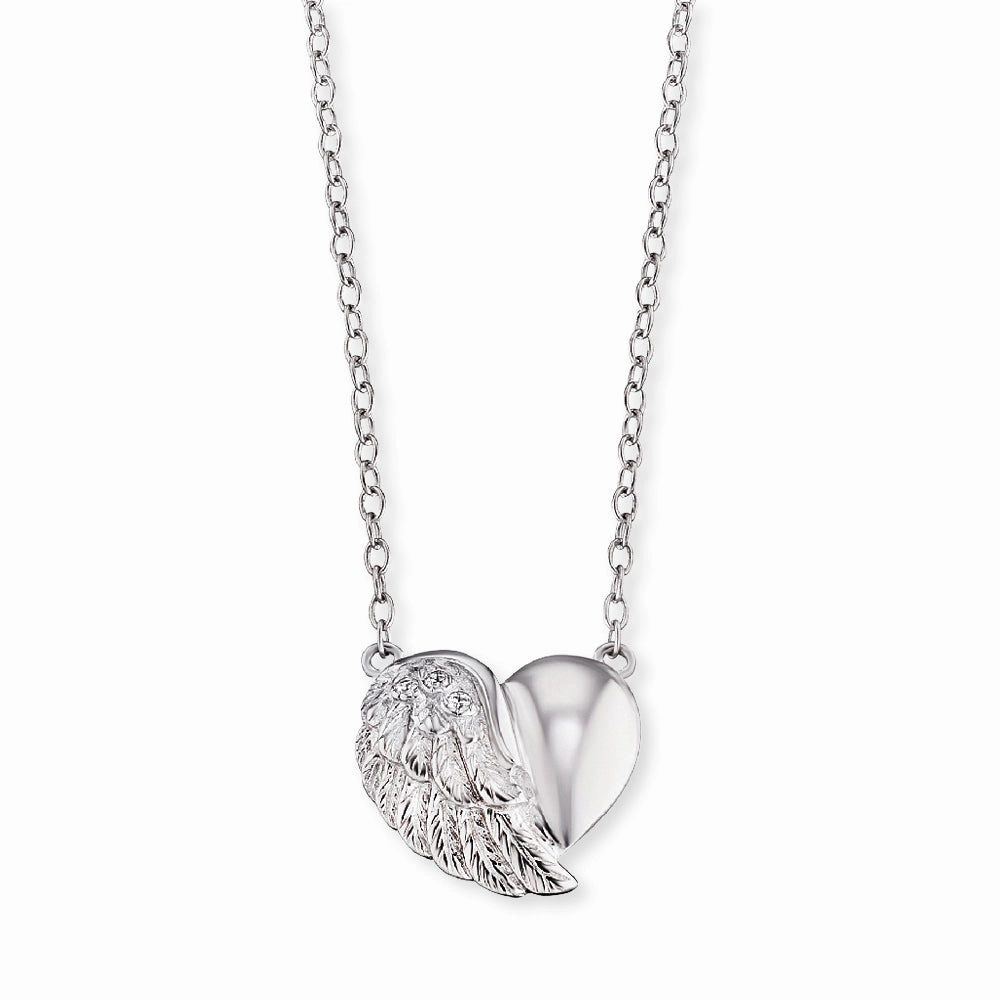 Angel Whisperer Silver Heart Wing Necklace ERN-LILHEARTWING
