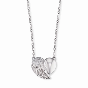Angel Whisperer Silver Heart Wing Necklace ERN-LILHEARTWING