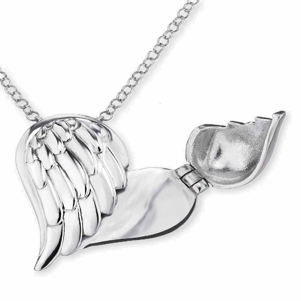 Angel Whisperer Silver Heart Wing Necklace ERN-WITHLOVE-02-ZI