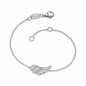 Angel Whisperer Sterling Silver CZ Wing Bracelet ERB-LILWING-ZI