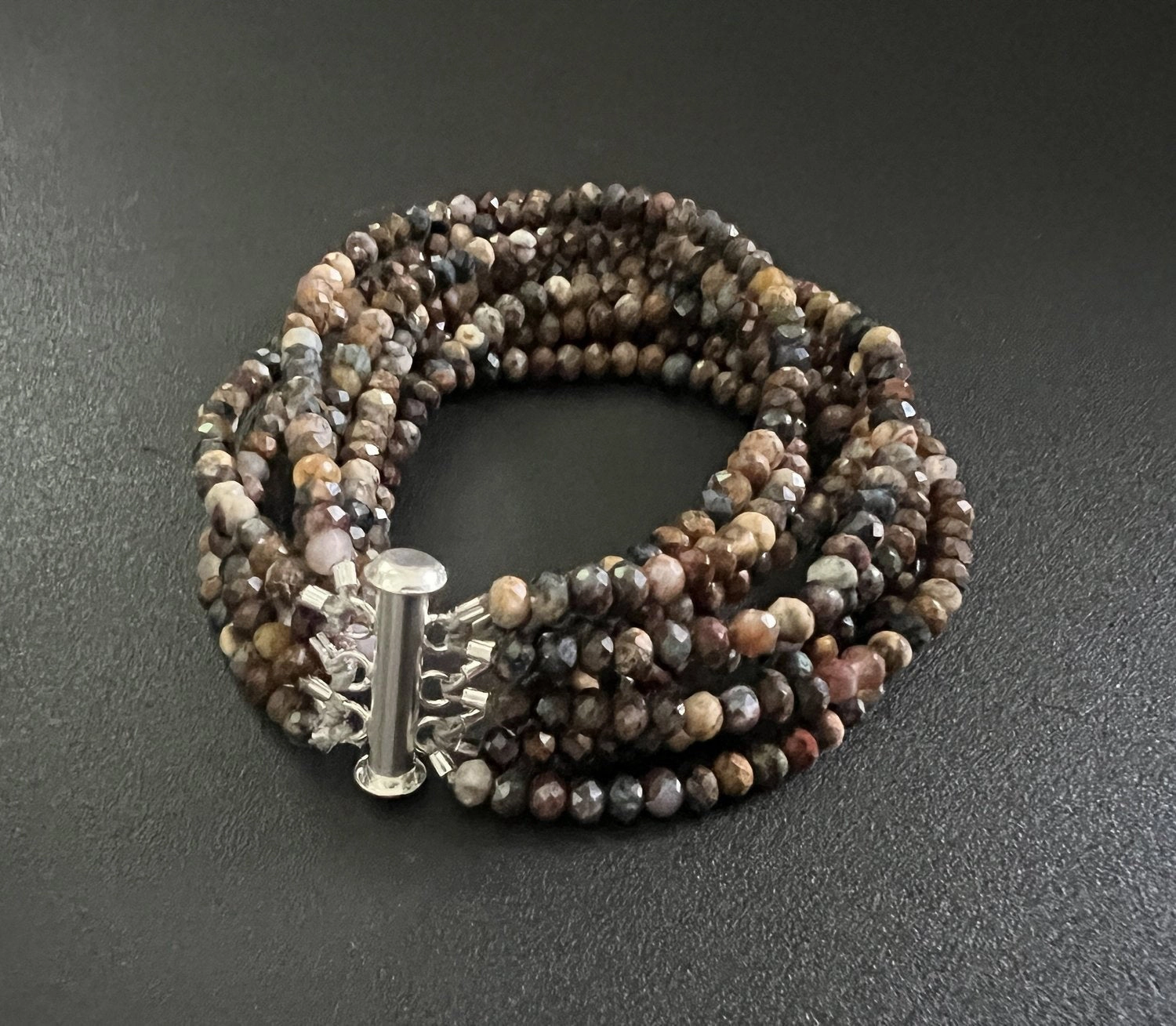 ANN LIGHTFOOT - EIGHT STRAND FACETED 4MM PIETERSITE BRACELET