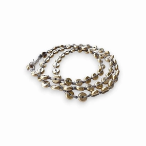ANN LIGHTFOOT - INTERMITTENT BRASS DISK BRAIDED WRAP BRACELET