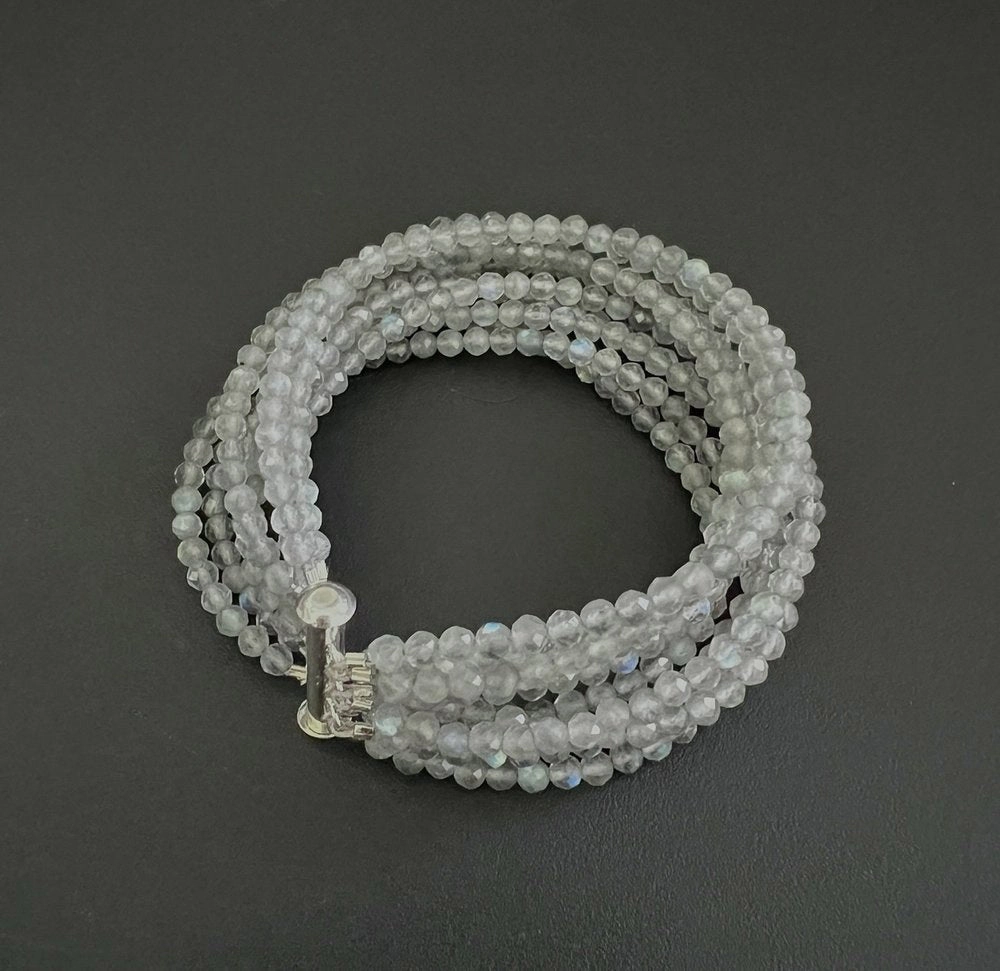 ANN LIGHTFOOT - NINE STRAND FACETED LABRADORITE CUFF