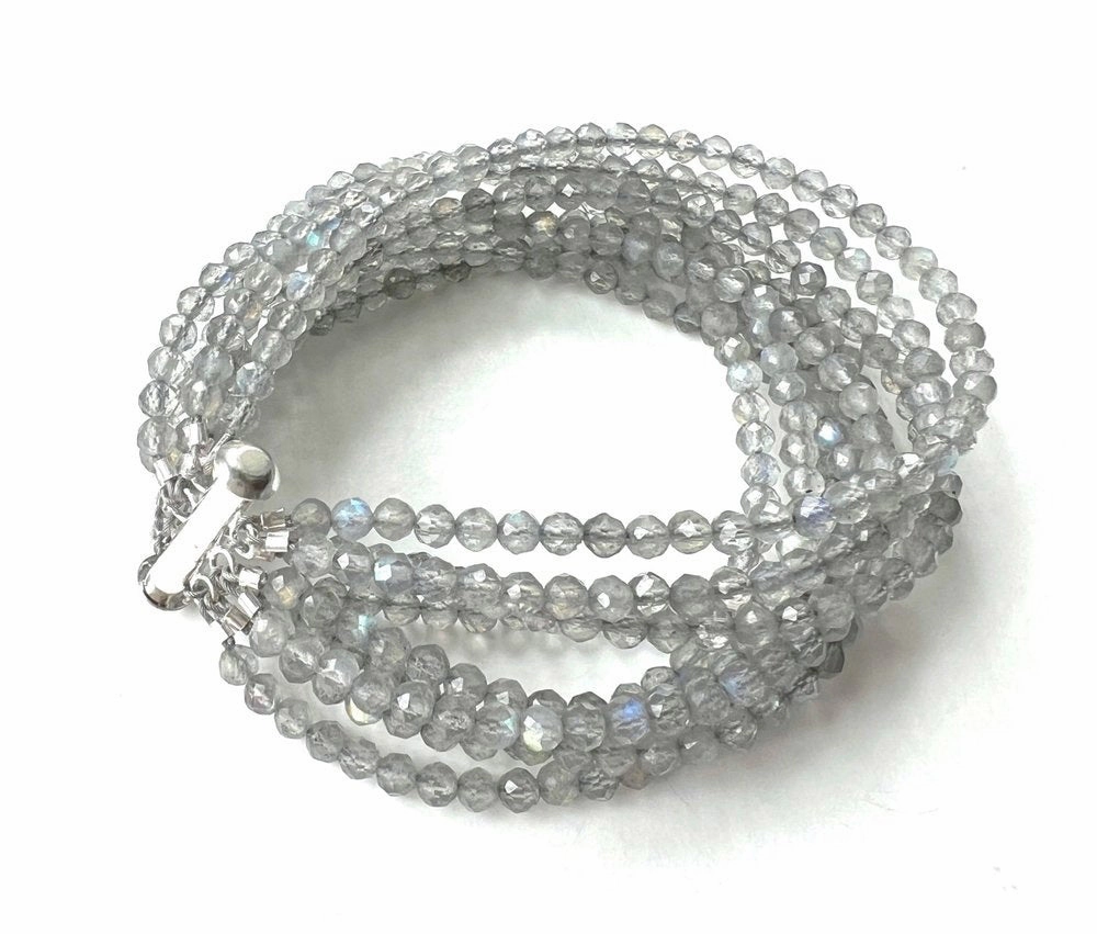 ANN LIGHTFOOT - NINE STRAND FACETED LABRADORITE CUFF