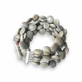 ANN LIGHTFOOT - SILVER LACE AGATE DISC CUFF