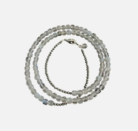 ANN LIGHTFOOT - TRIPLE WRAP SWUARE CUT LABRADORITE AND PYRITE BRACELET
