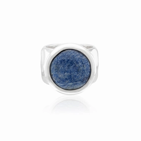 Anna Beck Large Wavy Dumortierite Signet Ring-Silver
