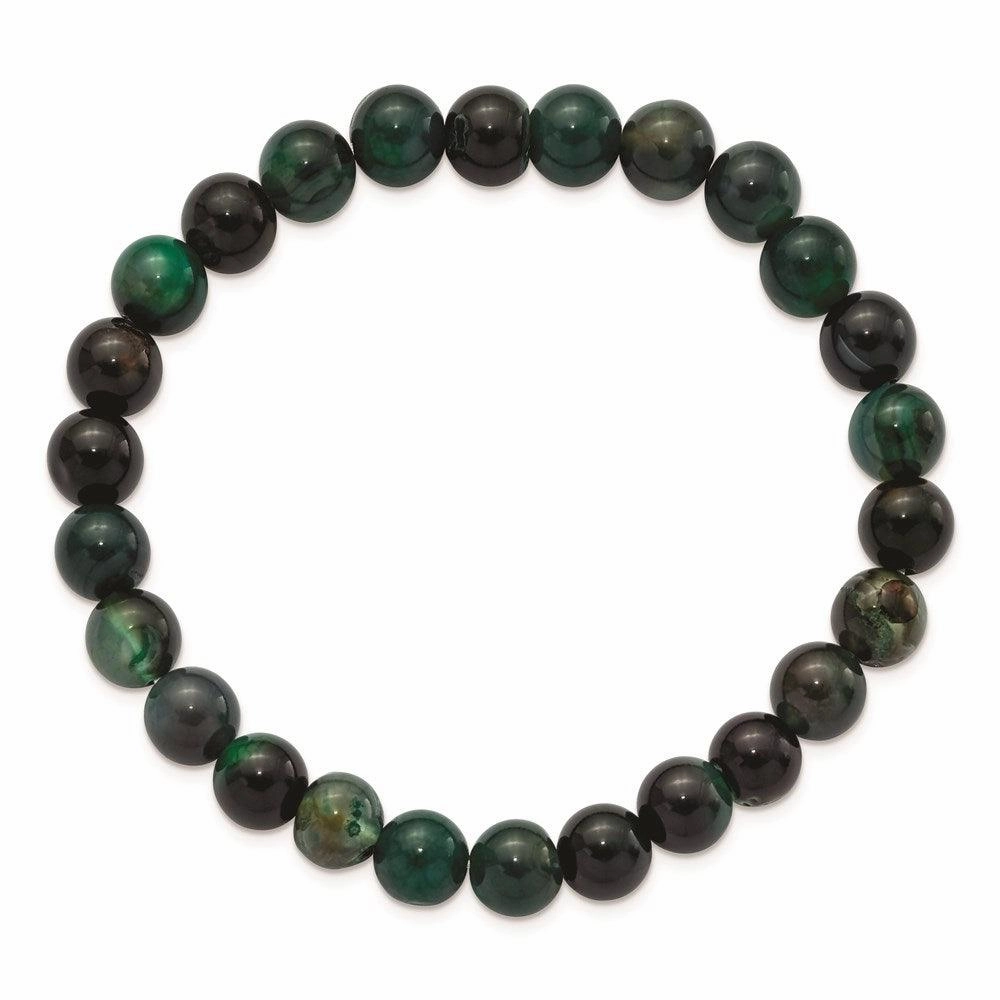 Aquatic Agate Beaded Stretch Bracelet