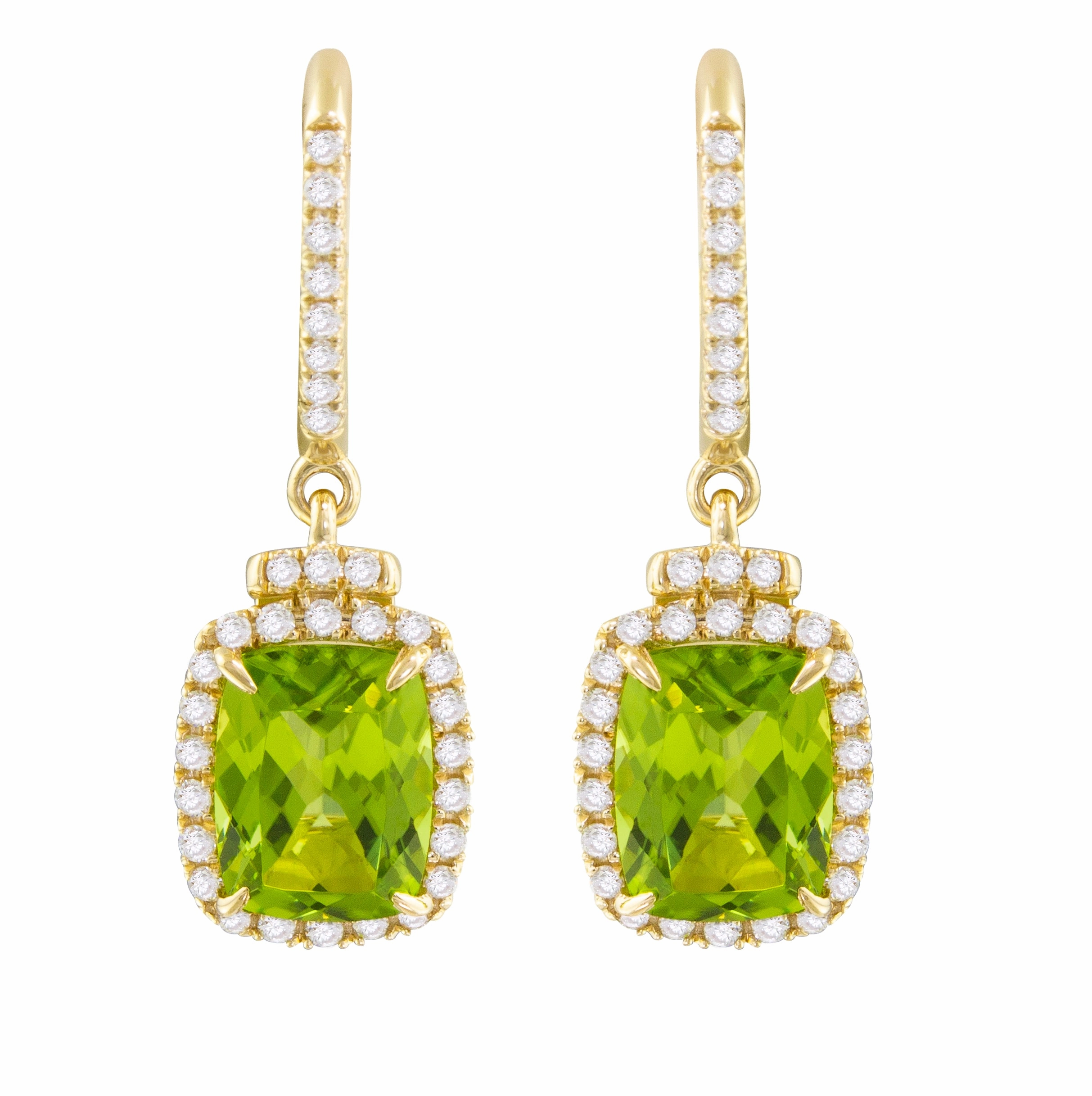 Bellarri 14k Gold Diamond and Peridot Earrings