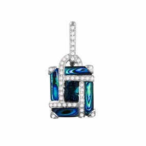 Bellarri 14k London Blue Topaz and Abalone Pendant with Diamonds (Chain Sold Separately)