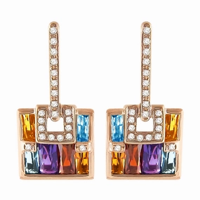 Bellarri Boulevard 14k Multi Color Gemstone Earrings in Rose Gold