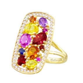 Bellarri Princessa 14k Gold Diamond & Multicolor Sapphire Ring