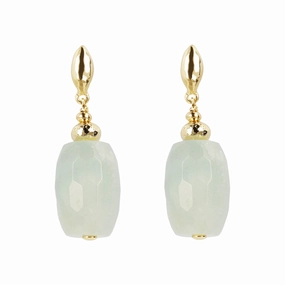 Bellissimo Bronzo Italian Aquamarine Hammered Barrel Earrings
