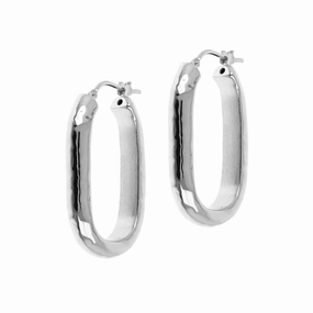 Bellissimo Bronzo Italian Hammered Elongated Hoop Earrings