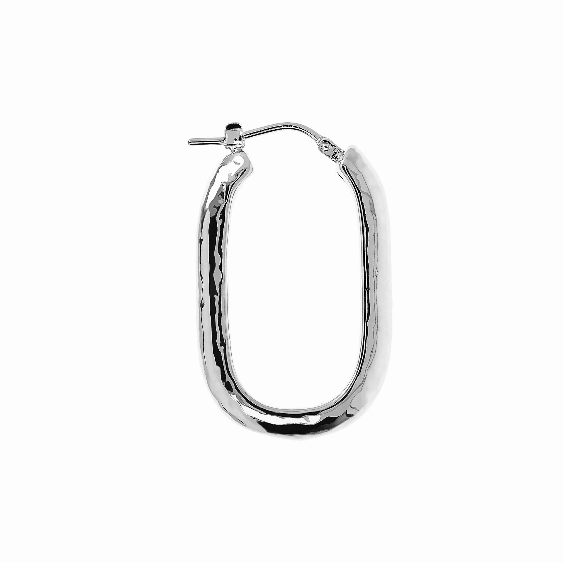 Bellissimo Bronzo Italian Hammered Elongated Hoop Earrings