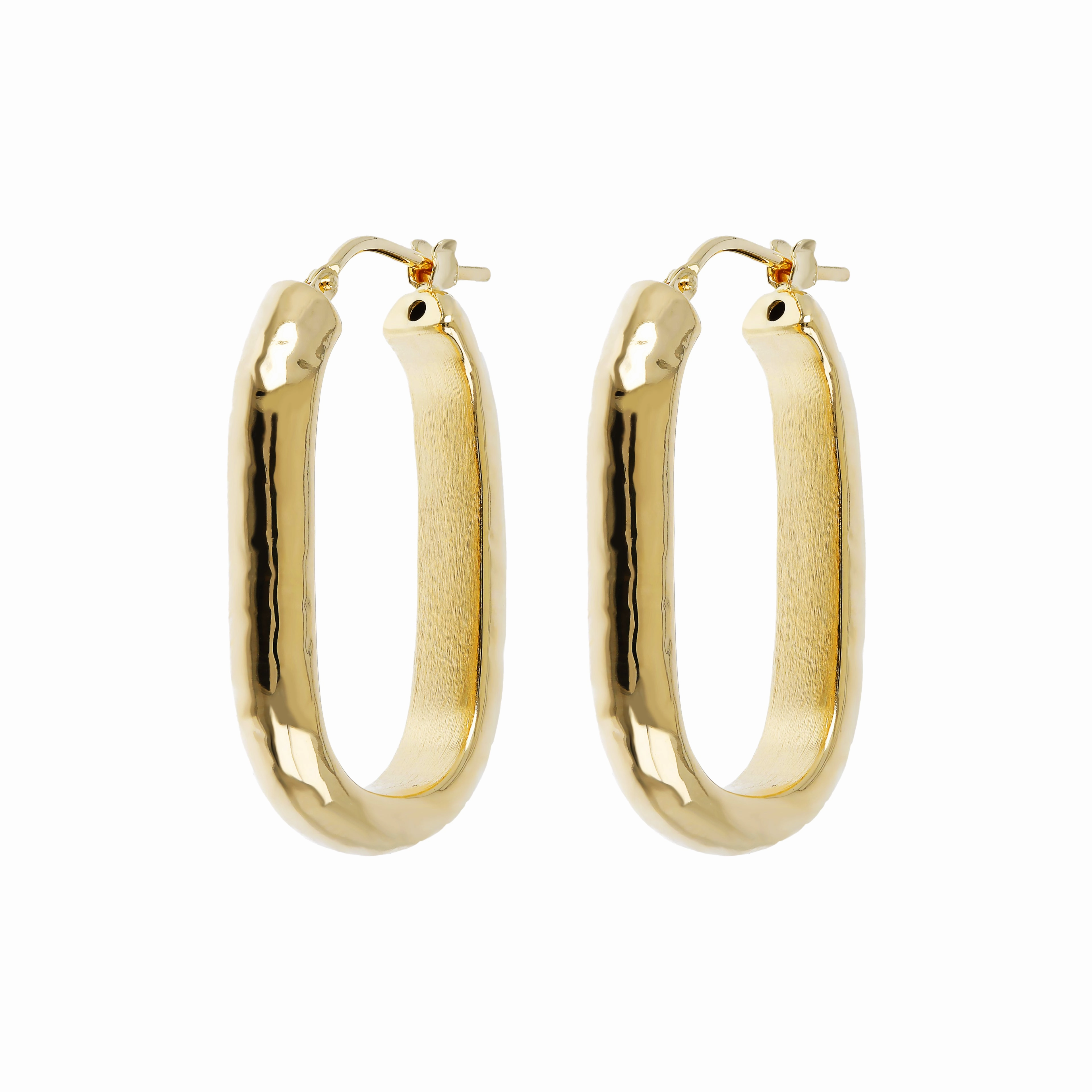 Bellissimo Bronzo Italian Hammered Elongated Hoop Earrings