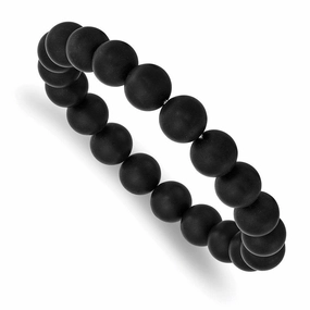 Black Agate Beaded Stretch Bracelet