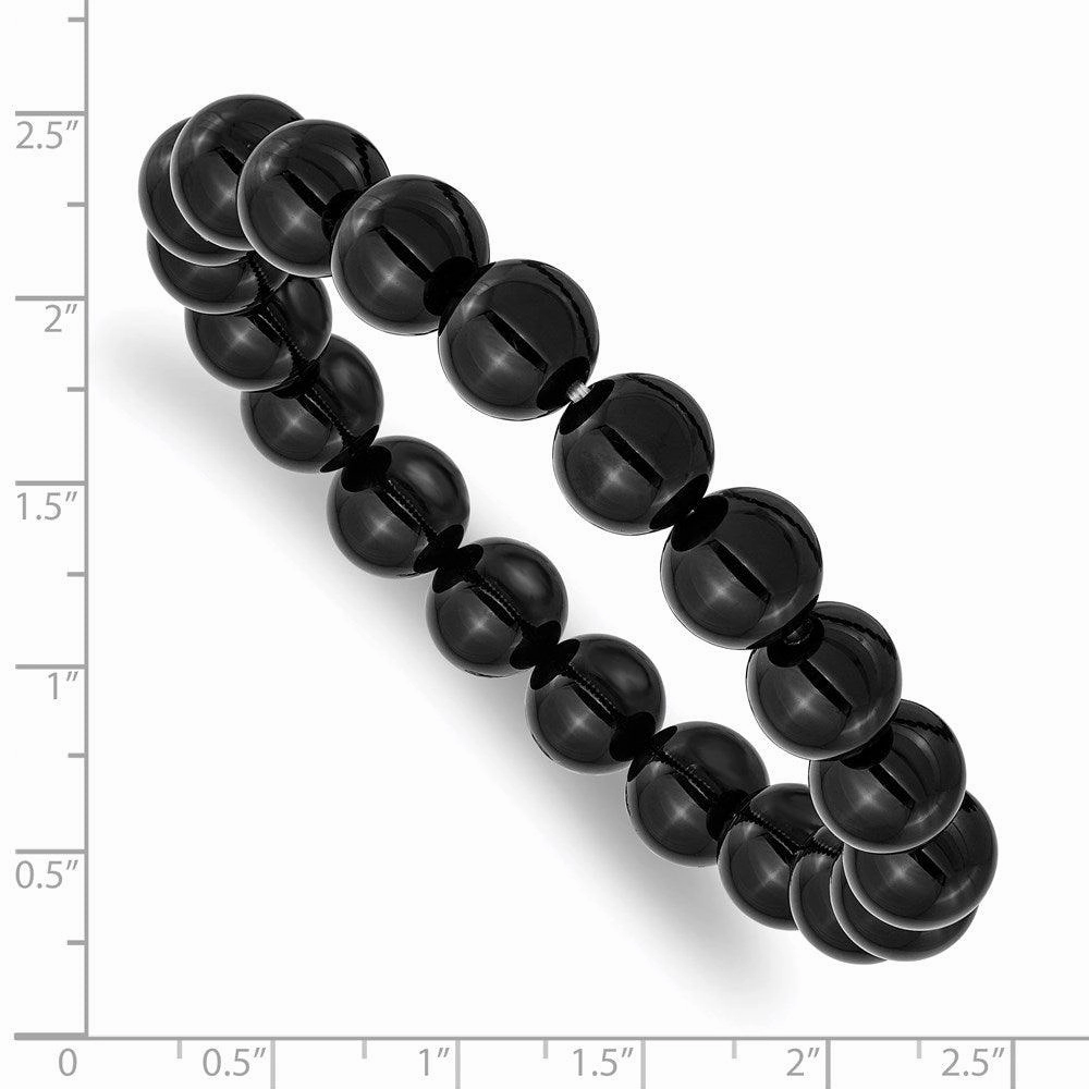 Black Agate Beaded Stretch Bracelet