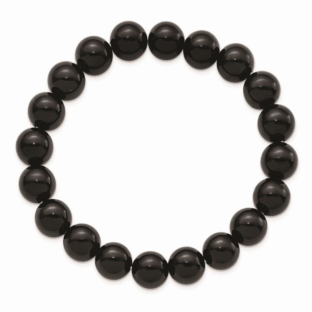 Black Agate Beaded Stretch Bracelet