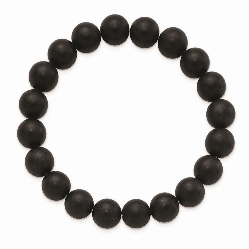 Black Agate Beaded Stretch Bracelet