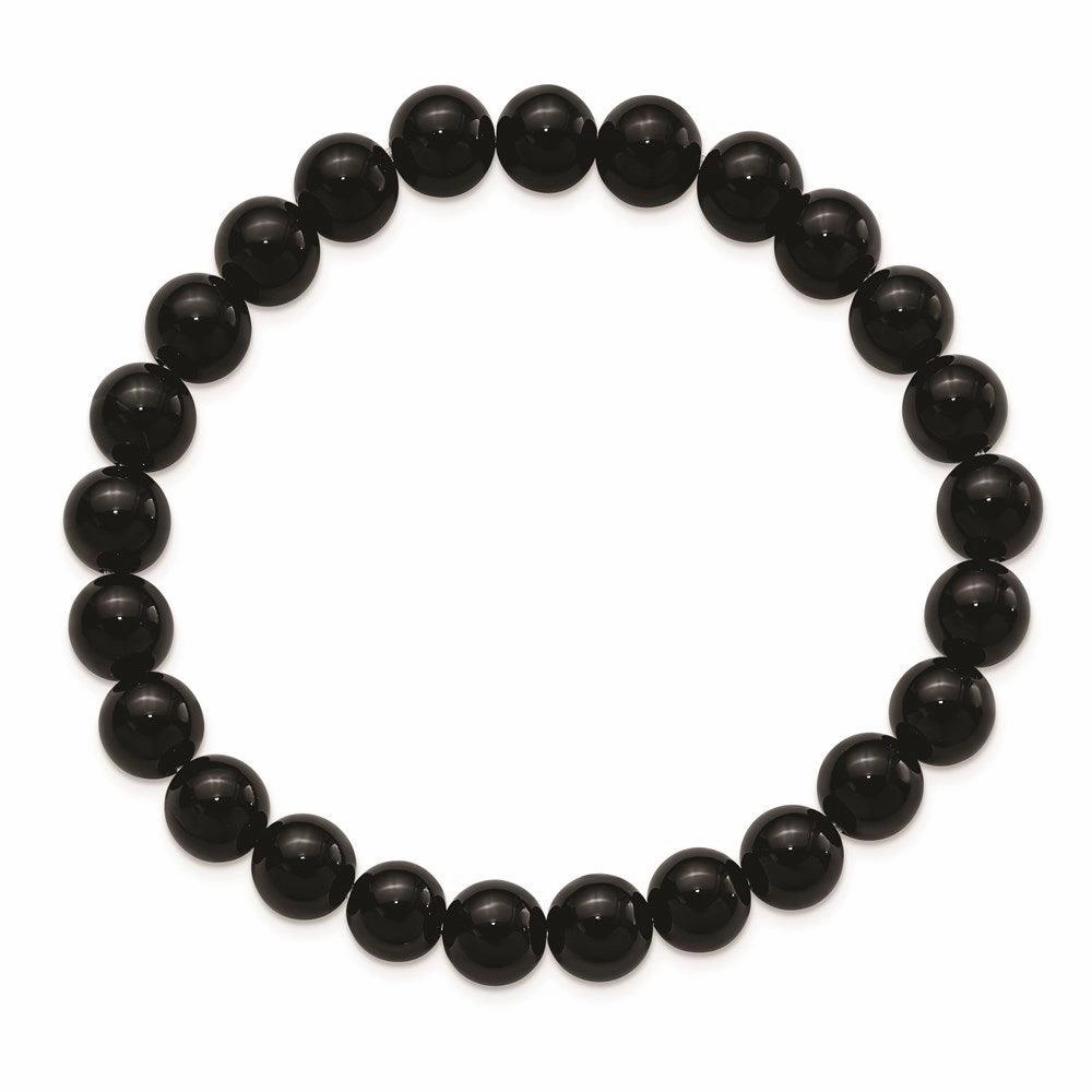 Black Agate Beaded Stretch Bracelet