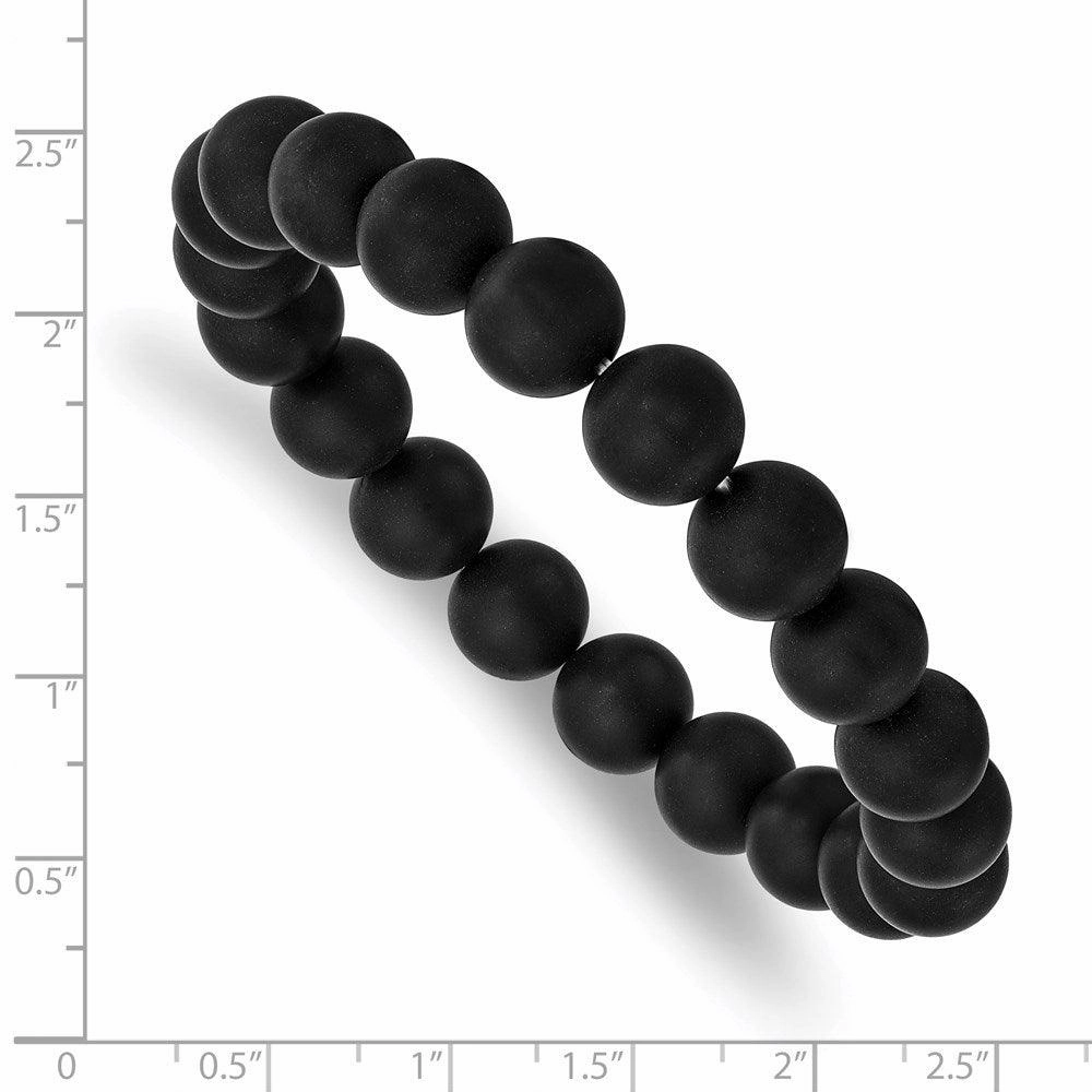 Black Agate Beaded Stretch Bracelet