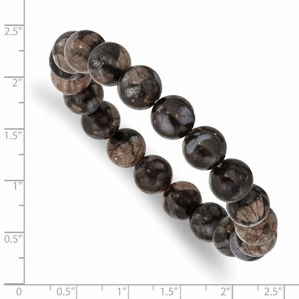 Black and Brown Agate Beaded Stretch Bracelet
