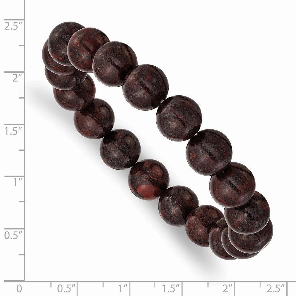 Black and Red Agate Beaded Stretch Bracelet