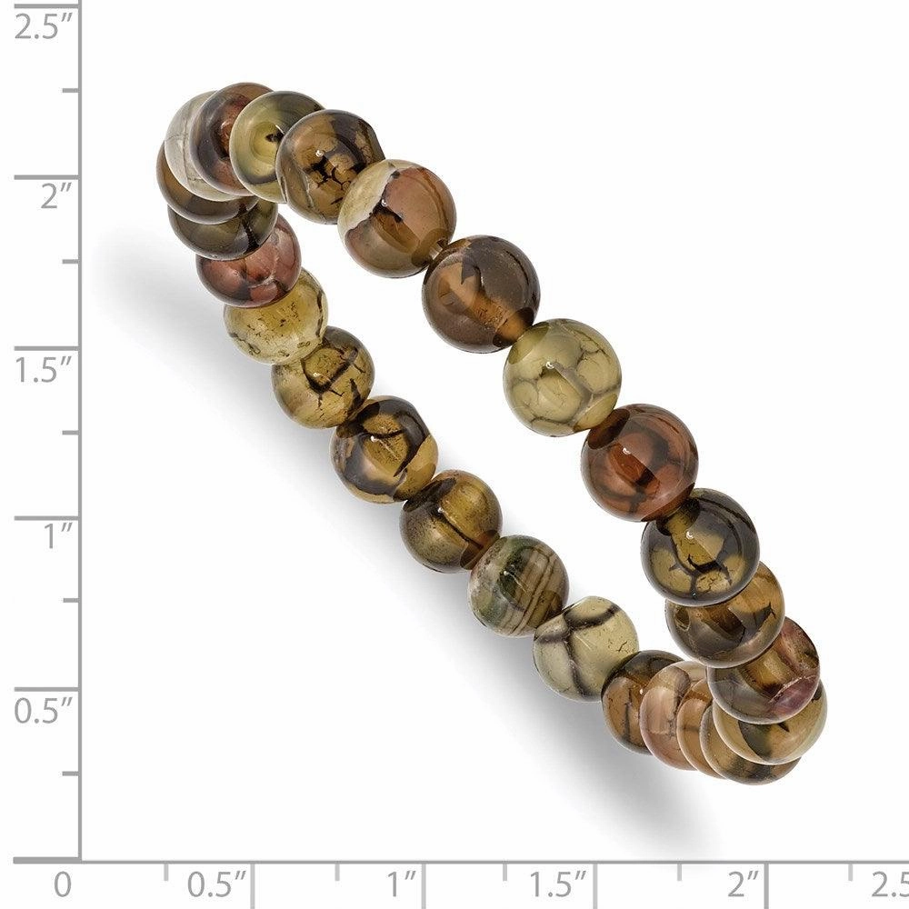 Black and Yellow Agate Beaded Stretch Bracelet