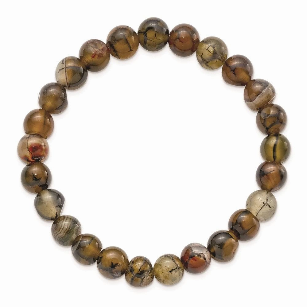 Black and Yellow Agate Beaded Stretch Bracelet