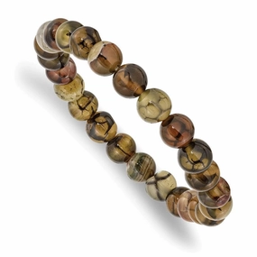 Black and Yellow Agate Beaded Stretch Bracelet