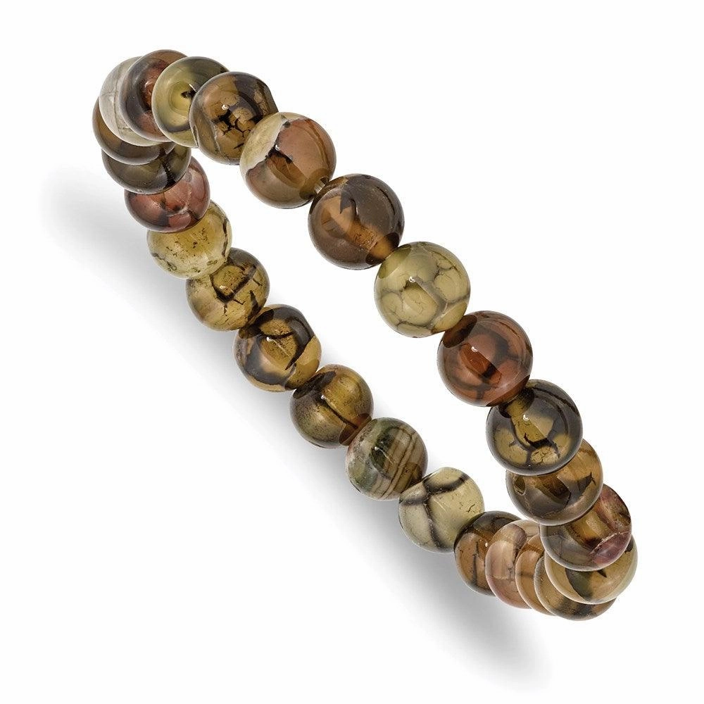 Black and Yellow Agate Beaded Stretch Bracelet