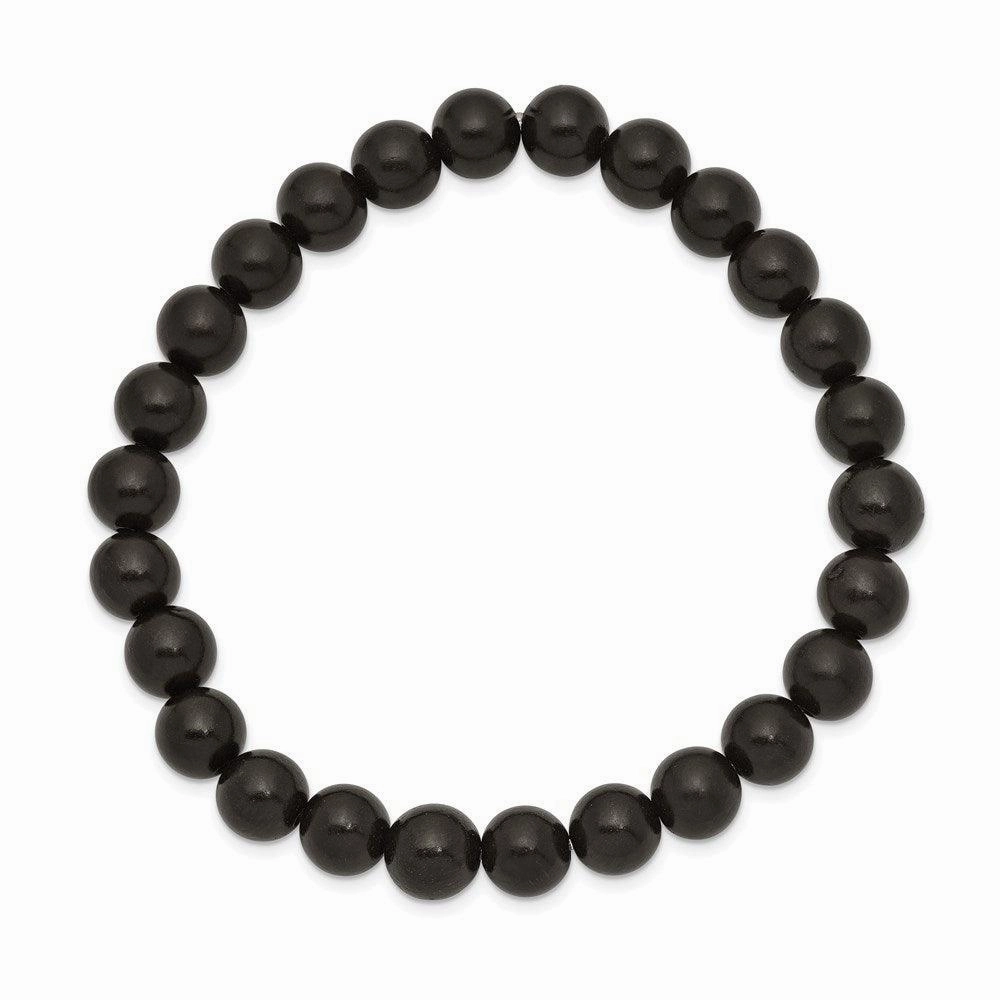 Black Wood Bead Stretch Bracelet