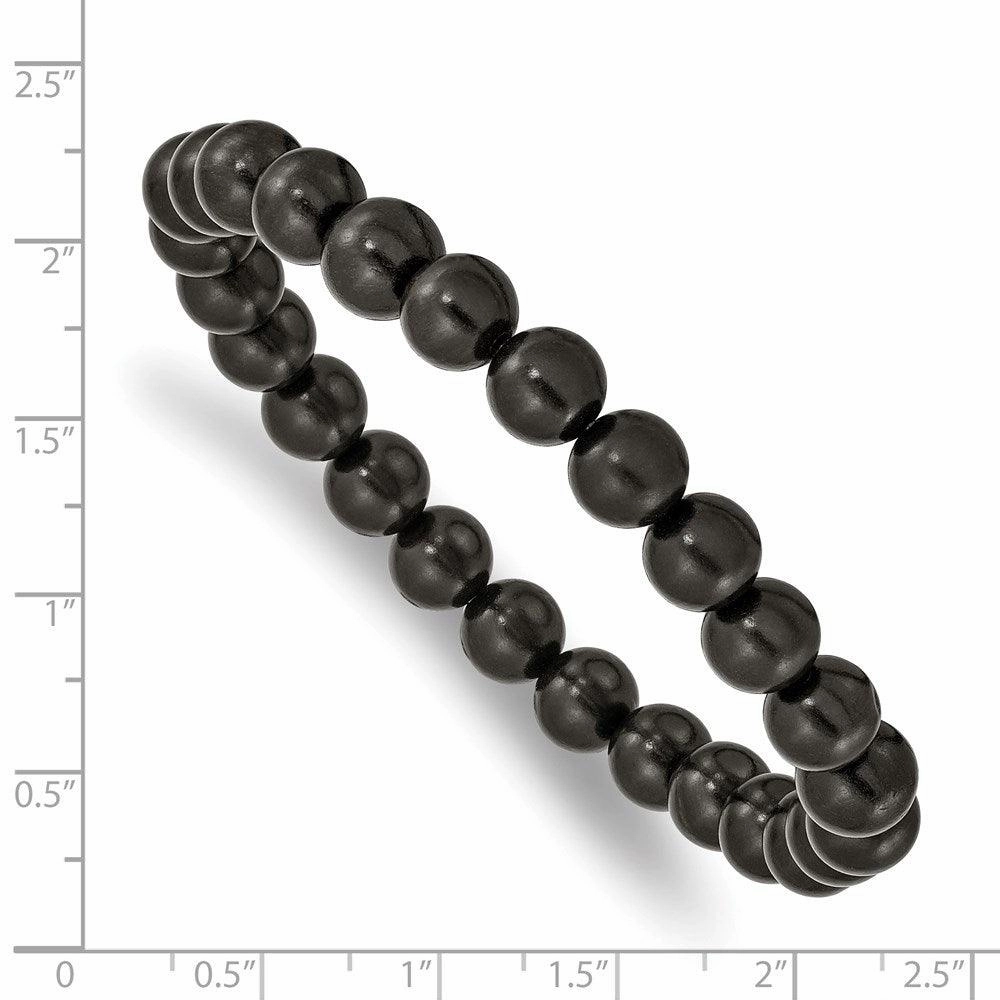 Black Wood Bead Stretch Bracelet