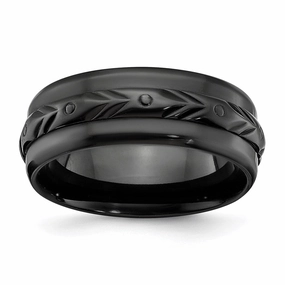 Black Zirconium Polished 8mm Band | ZCR103