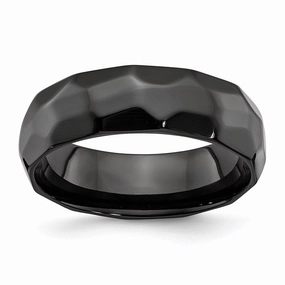 Black Zirconium Polished and Hammered 7mm Band | ZCR106