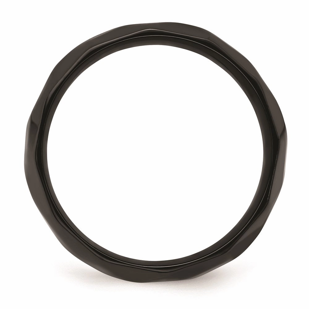 Black Zirconium Polished and Hammered 7mm Band | ZCR106