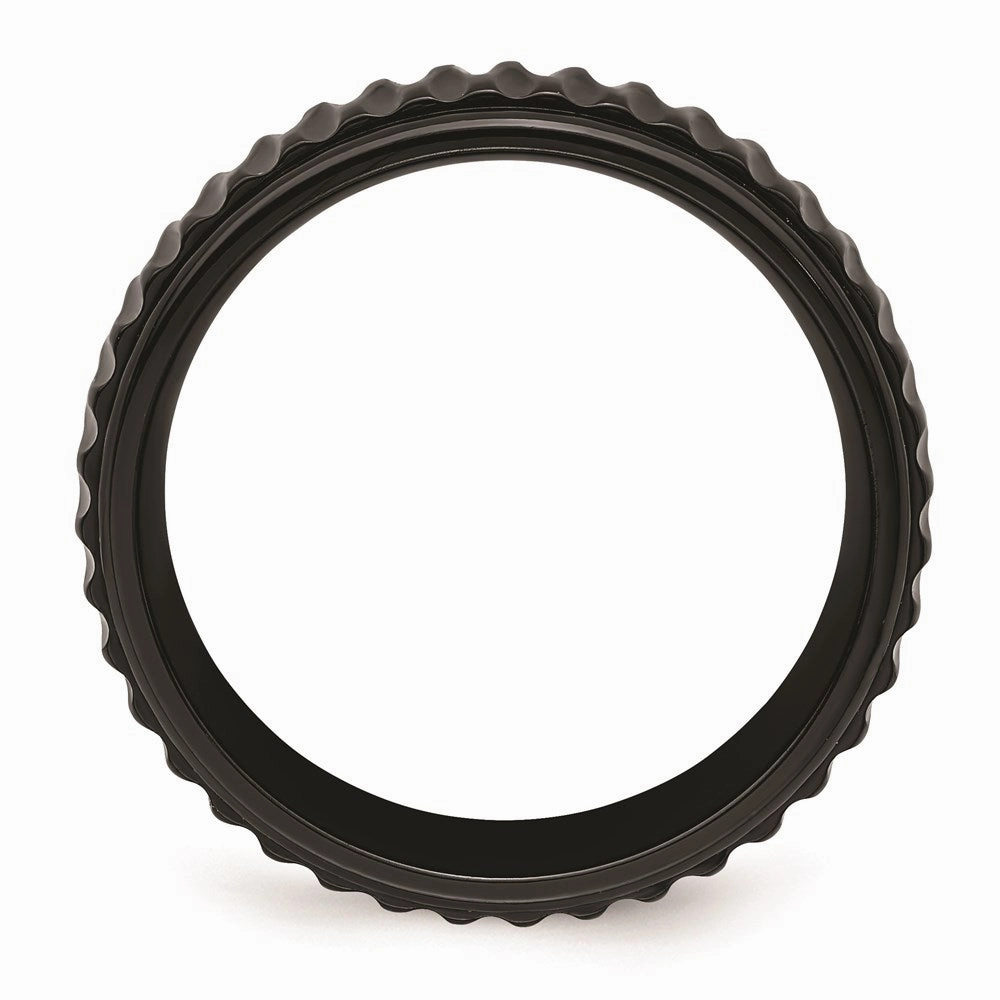 Black Zirconium Polished Grooved 8mm Band | ZCR102