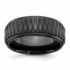 Black Zirconium Polished Grooved 8mm Band | ZCR102
