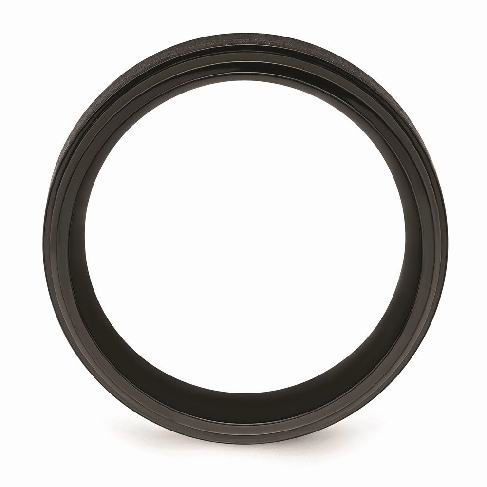 Black Zirconium Polished with Brushed Center Beveled Edge 9mm Band | ZCR107