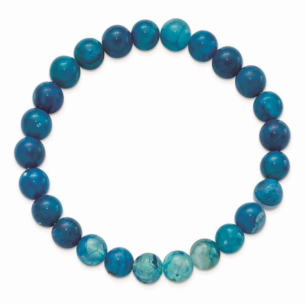Blue Fire Agate Beaded Stretch Bracelet