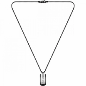 Boss Jewellery Mens Black IP Dog Tag Necklace 1580577