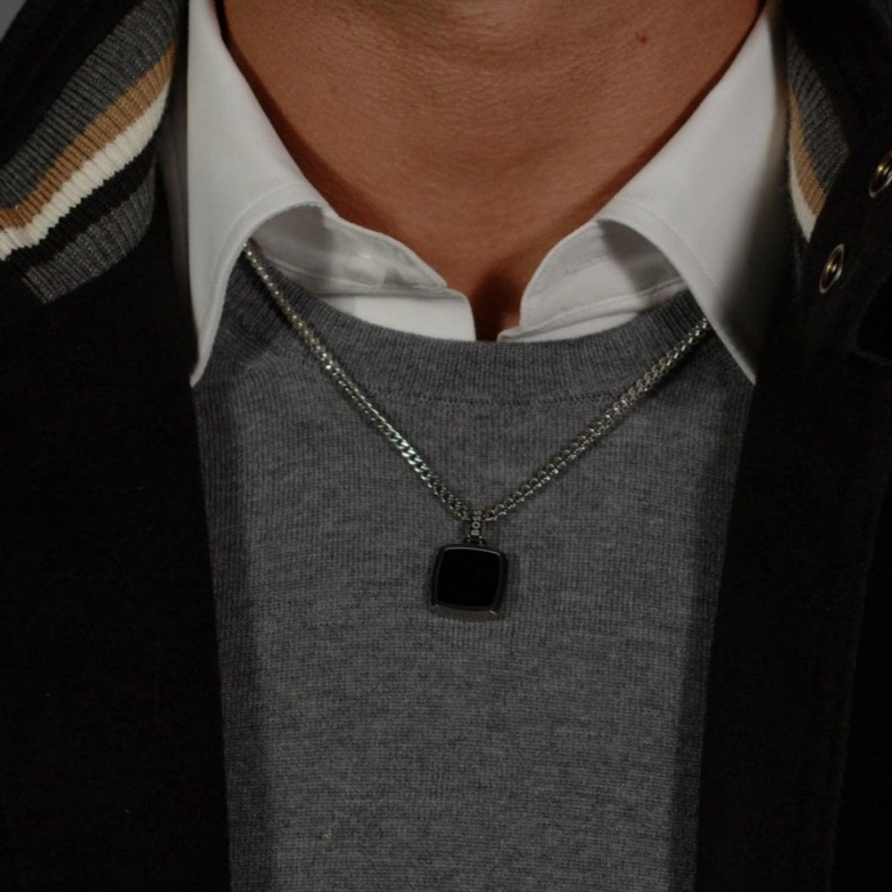 Boss Jewellery Mens Stainless Steel Odell Square Necklace 1580648